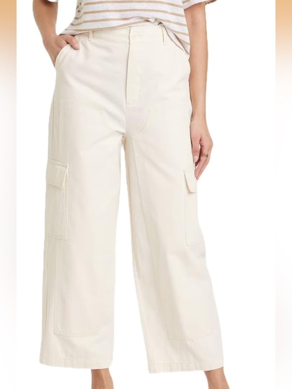 Universal Thread Cream Wide-Leg Utility Cargo Pants